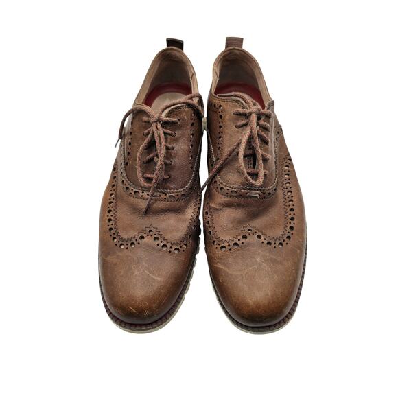 Cole Haan Men\'s Zerogrand Wing Oxford British Brown Ankle-High Leather Shoe 8.5